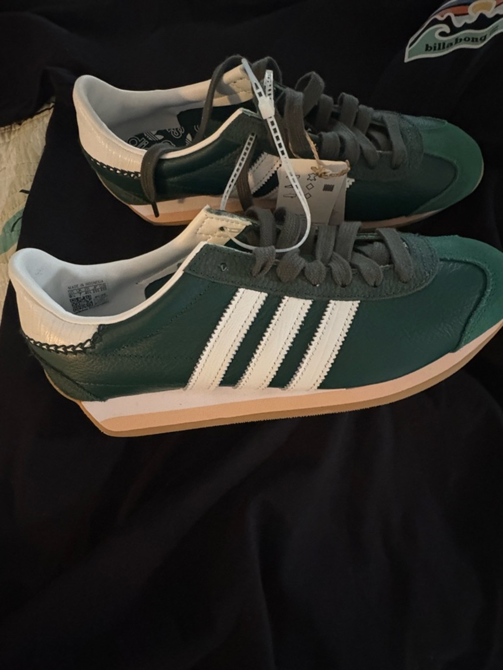 adidas Women's Dark Green Retro Runner with White Stripes